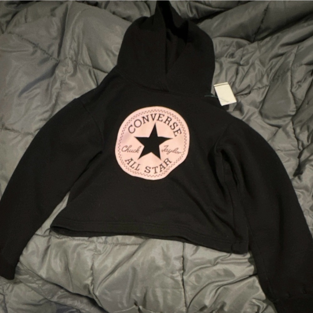Converse Black Pullover Hoodie with White Logo